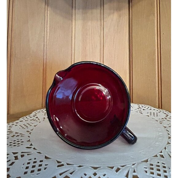 Vintage Anchor Hocking Ruby Red Glass Creamer Small Jug Pitcher - Picture 7 of 7